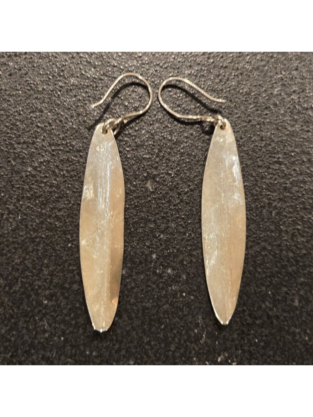 Minimalist 925 Sterling Silver Long Leaf Dangle Drop Earrings 8g Vintage Jewelry
